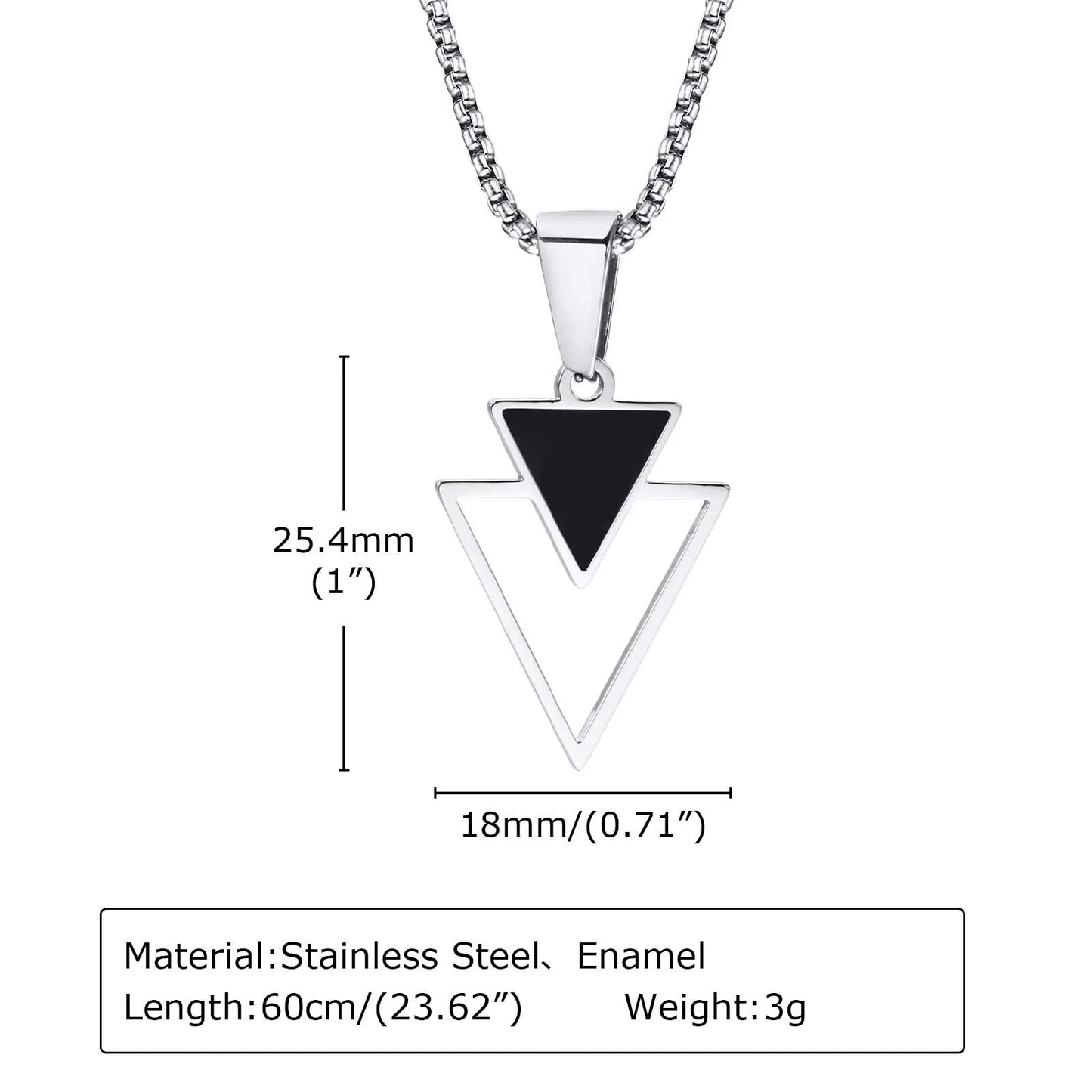 Men's Triangle Pendant Necklace for Boys, Waterproof Stainless Steel New Fashion Hollow Geometric Collar Male Gifts Jewelry